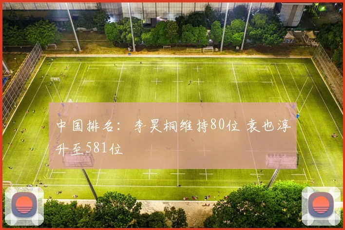 中国排名：李昊桐维持80位 袁也淳升至581位